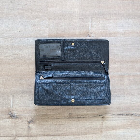 Michael Kors MK Black Gold Logo Convertible Travel Wristlet Wallet - Picture 3 of 6